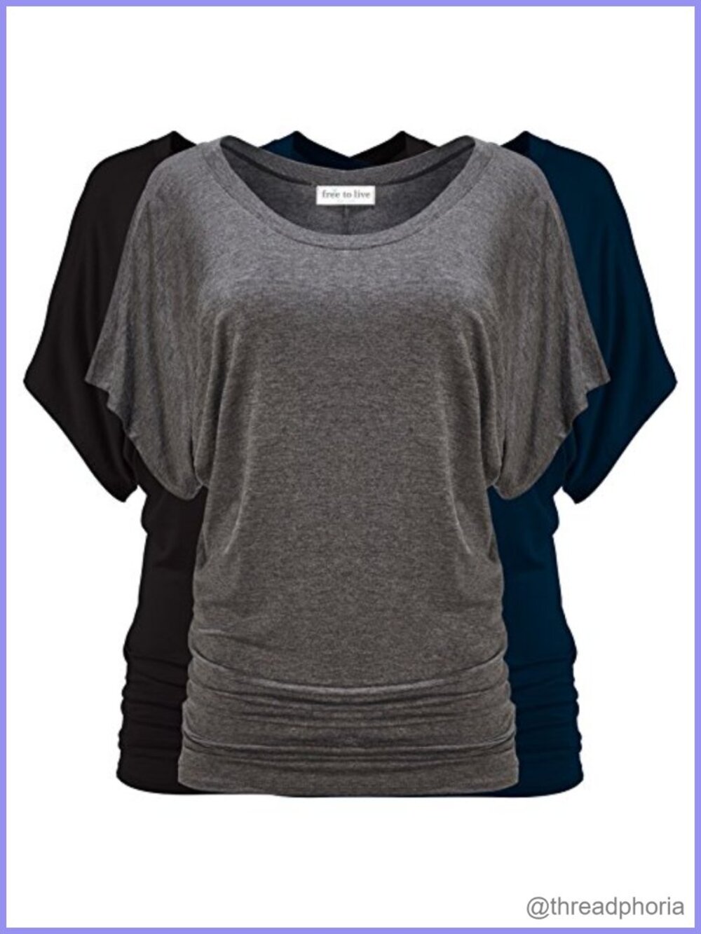 3 Pack Dolman Sleeve Tunic Tops Short Sleeve Business Casual Blouses